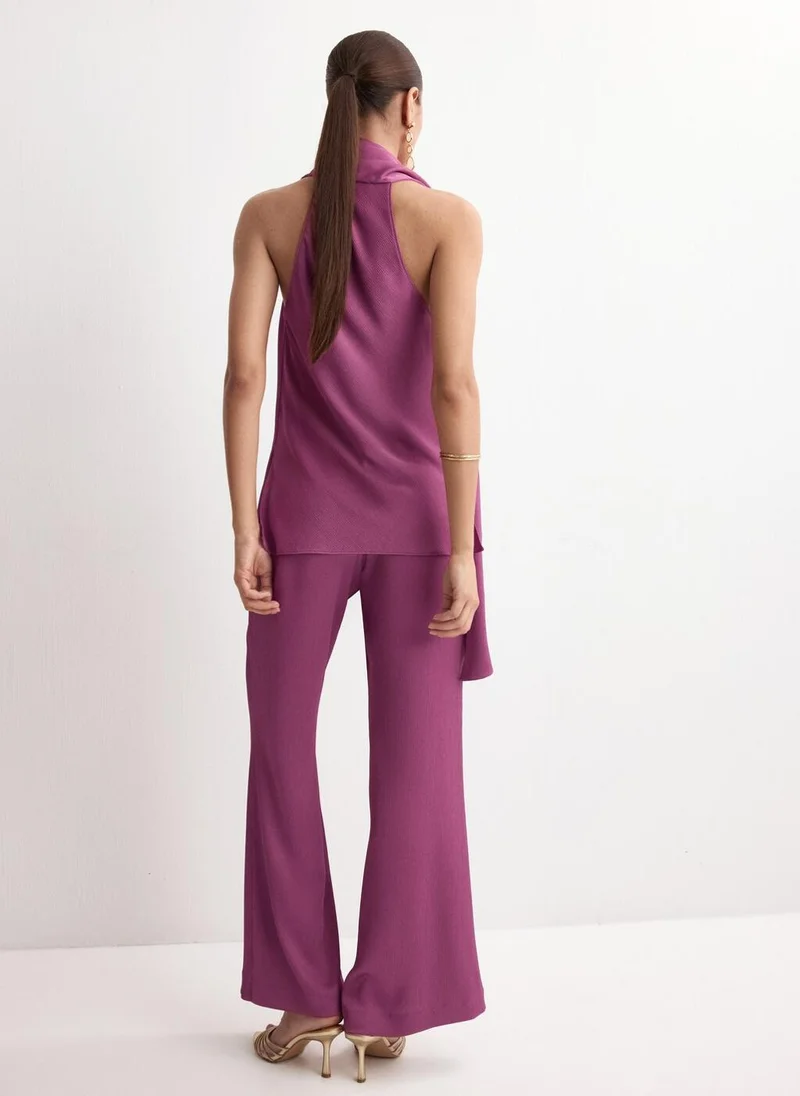 مانجو Satin straight-fit trousers